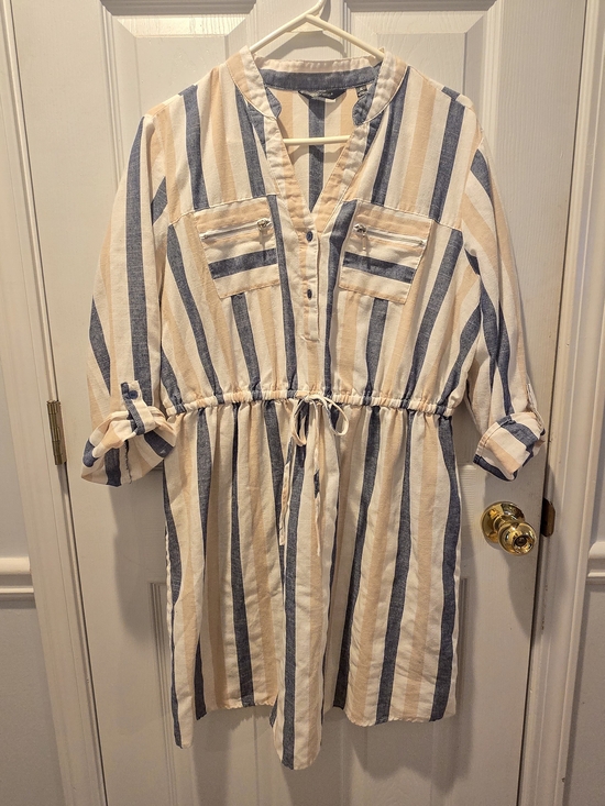 Mlle Gabrielle Dresses & Skirts - Mlle Gabrielle Striped Popover Top in Blue and Cream